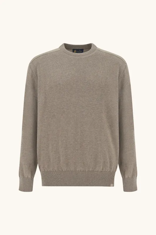 Crew‑neck sweater in silk and cotton with wool and silk details, Man, Brindle, Size: XXL made by Paul & Shark