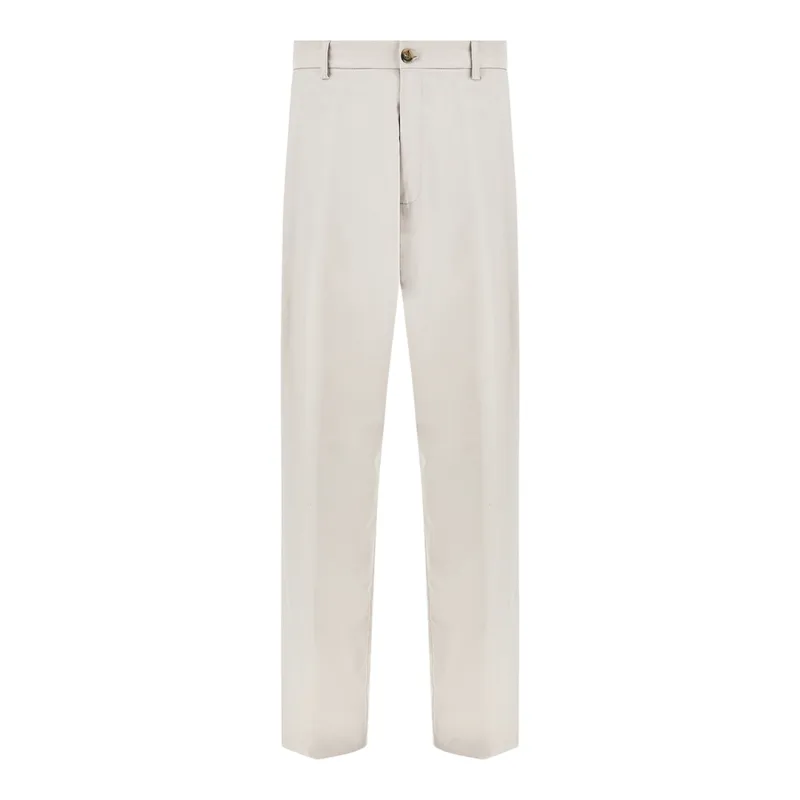 Wide‑leg trousers in stretch cotton with pleats, Man, Light Grey, Size: 48 sold by Paul & Shark