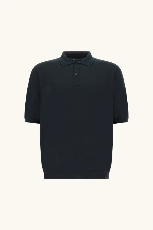 Polo shirt in silk and cotton, Man, Blue, Size: XL made by Paul & Shark