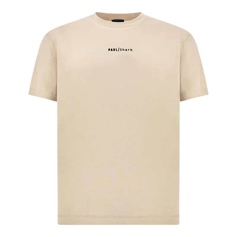 Lightweight cotton jersey T-Shirt with print, Man, Beige, Size: S made by Paul & Shark