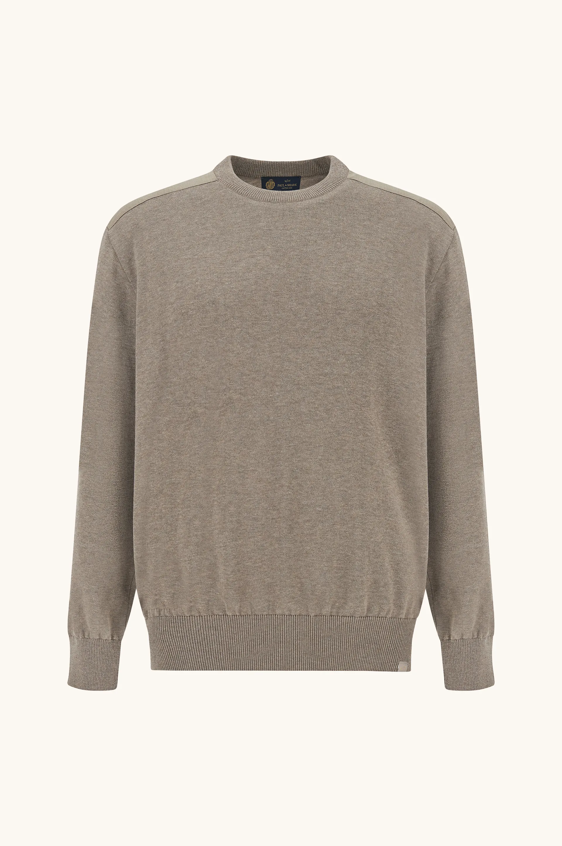 Crew‑neck sweater in silk and cotton with wool and silk details, Man, Brindle, Size: M sold by Paul & Shark