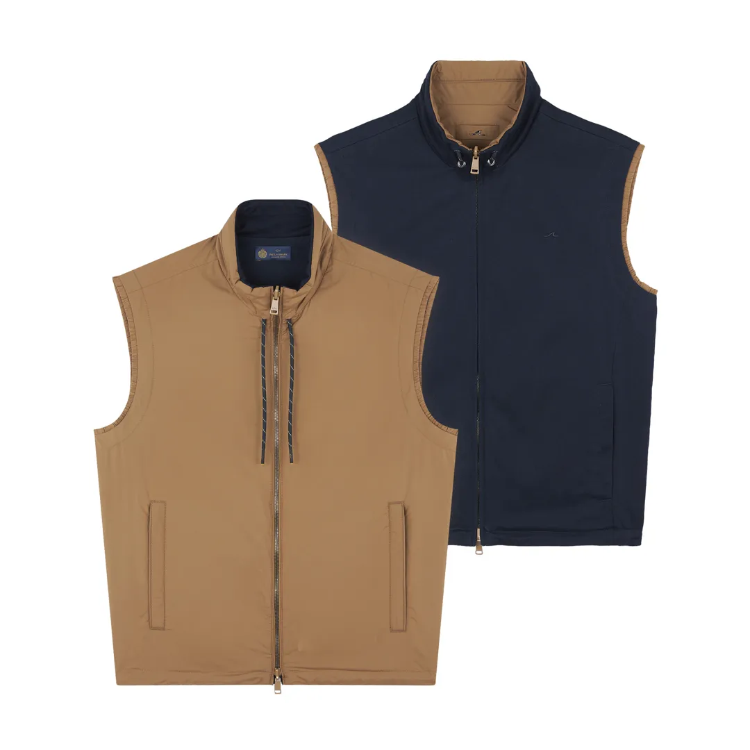 Reversible gilet in wool, silk, and microfiber, Man, Toasted Coconut/blue, Size: 3XL sold by Paul & Shark