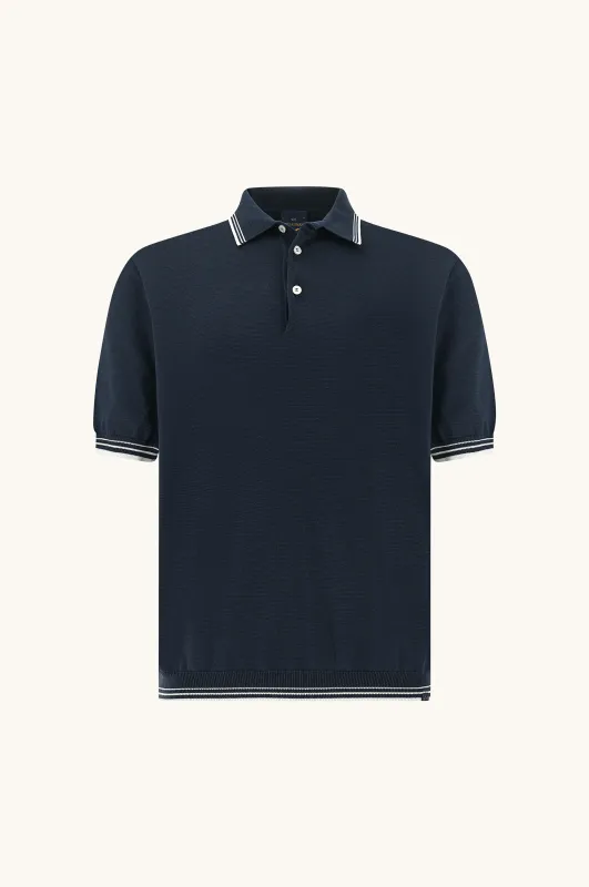 Polo in Piuma cotton, Man, Blue, Size: 4XL made by Paul & Shark