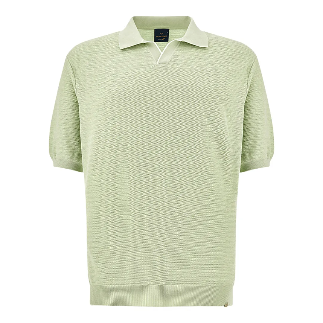 Open‑collar polo in Piuma cotton, Man, Meadow Mist, Size: XXL sold by Paul & Shark
