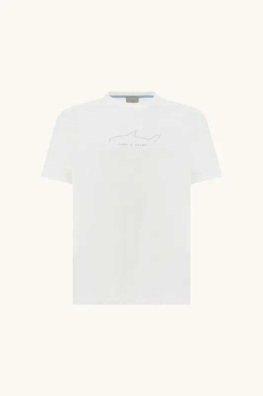 Cotton jersey T-Shirt with embroideries, Man, Blanc De Blanc, Size: M made by Paul & Shark