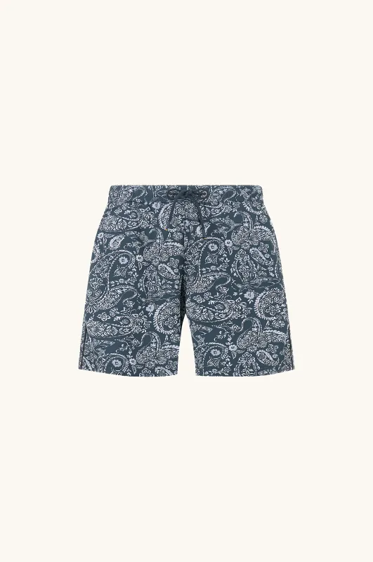 Swimwear with Shark Paisley print, Man, Blue Paisley Light Blue White, Size: 3XL made by Paul & Shark