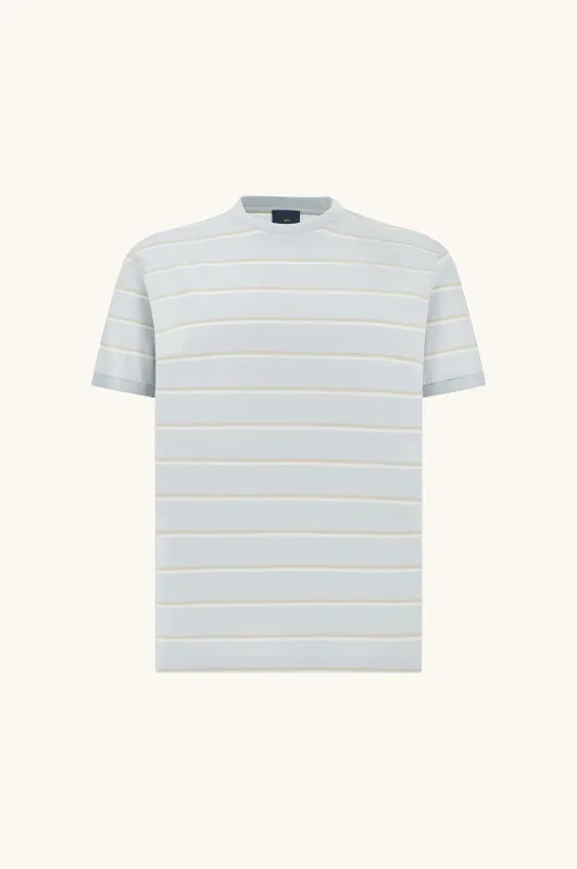 Double mercerised cotton jersey T-shirt with stripe pattern, Man, Gray Dawn-blanc De Blanc-feather Gray, Size: L sold by Paul & Shark