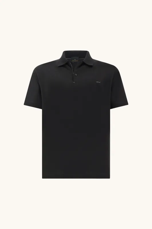 Polo in double mercerised cotton jersey, Man, Black Beauty-ruthenium, Size: M made by Paul & Shark