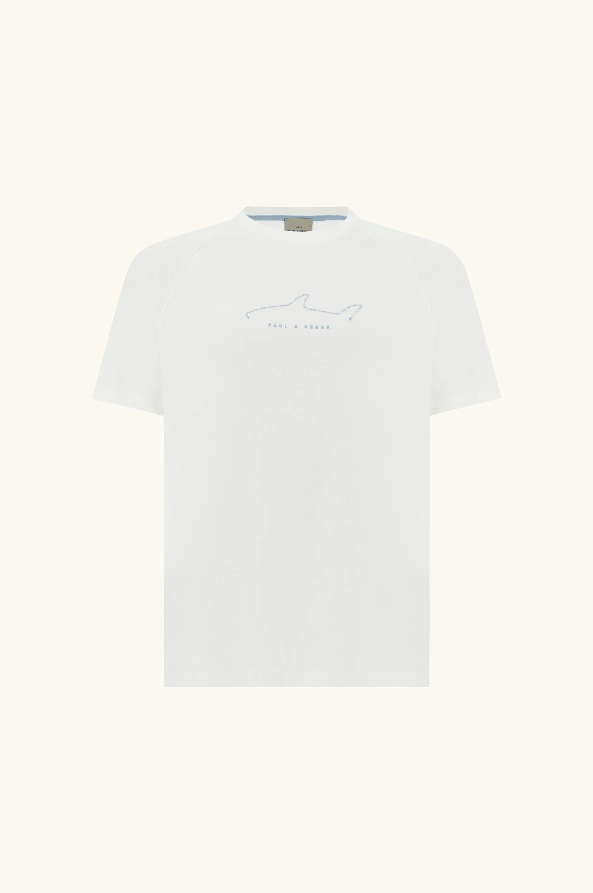 Cotton jersey T-Shirt with embroideries, Man, Blanc De Blanc, Size: XL sold by Paul & Shark