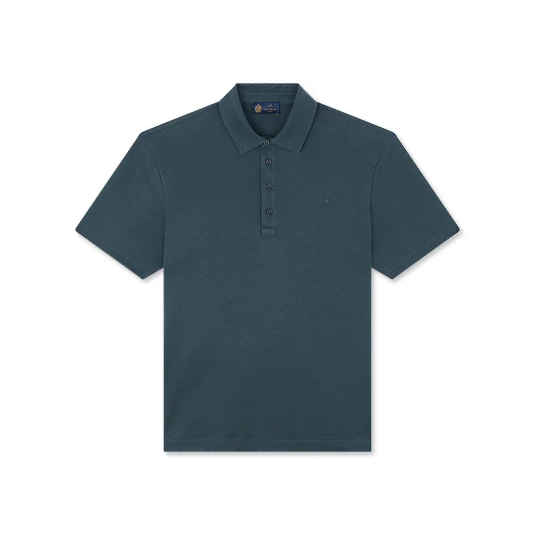 Supima® cotton jersey polo shirt with Shark Fin embroidery, Man, Orion Blue, Size: M sold by Paul & Shark