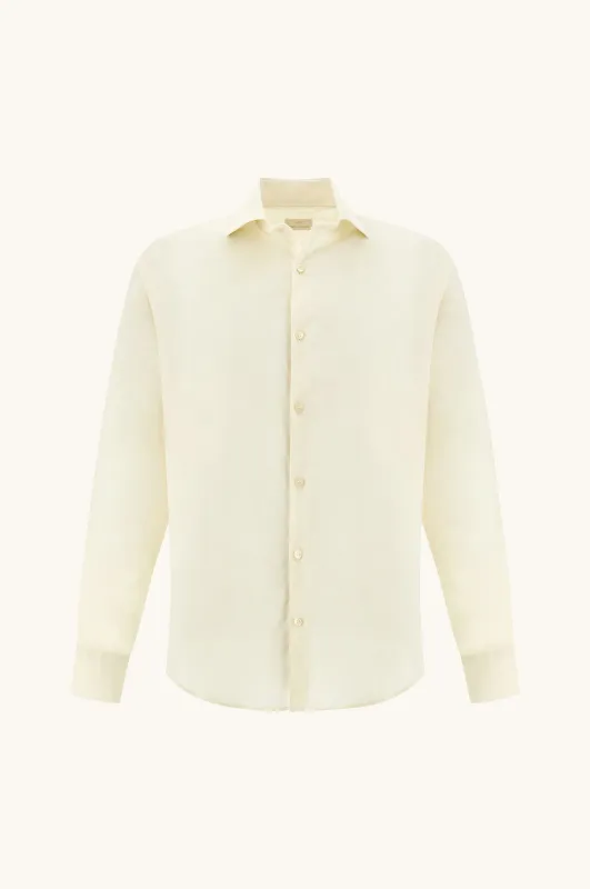 Garment‑dyed cotton voile shirt, Man, Beige, Size: 039 sold by Paul & Shark