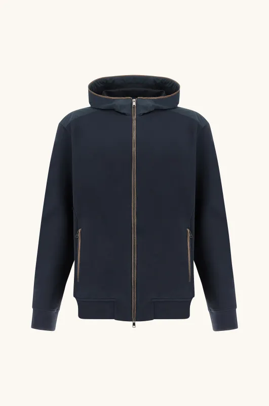 X‑Soft zip‑up sweatshirt in viscose with Alcantara® details, Man, Blue, Size: XXL sold by Paul & Shark