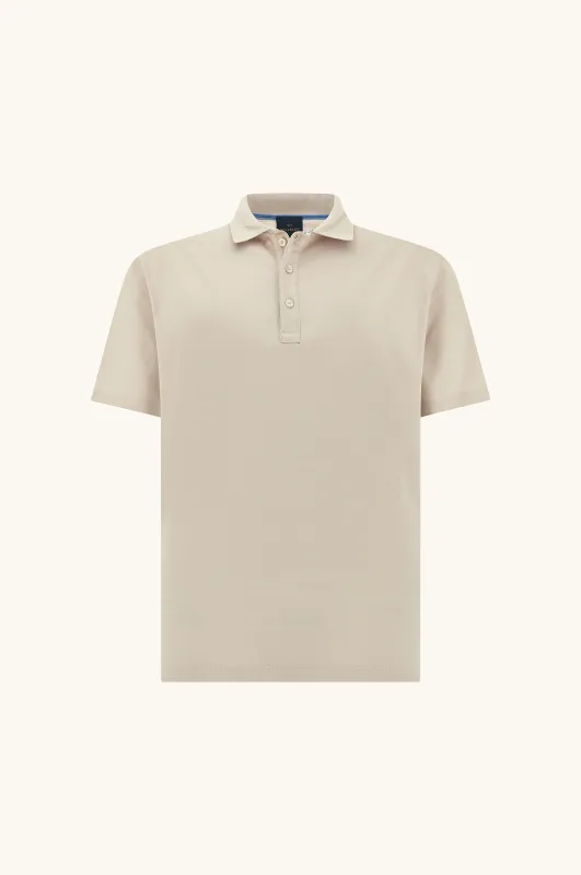 Polo shirt in cotton jersey with linen details, Man, Beige, Size: L made by Paul & Shark