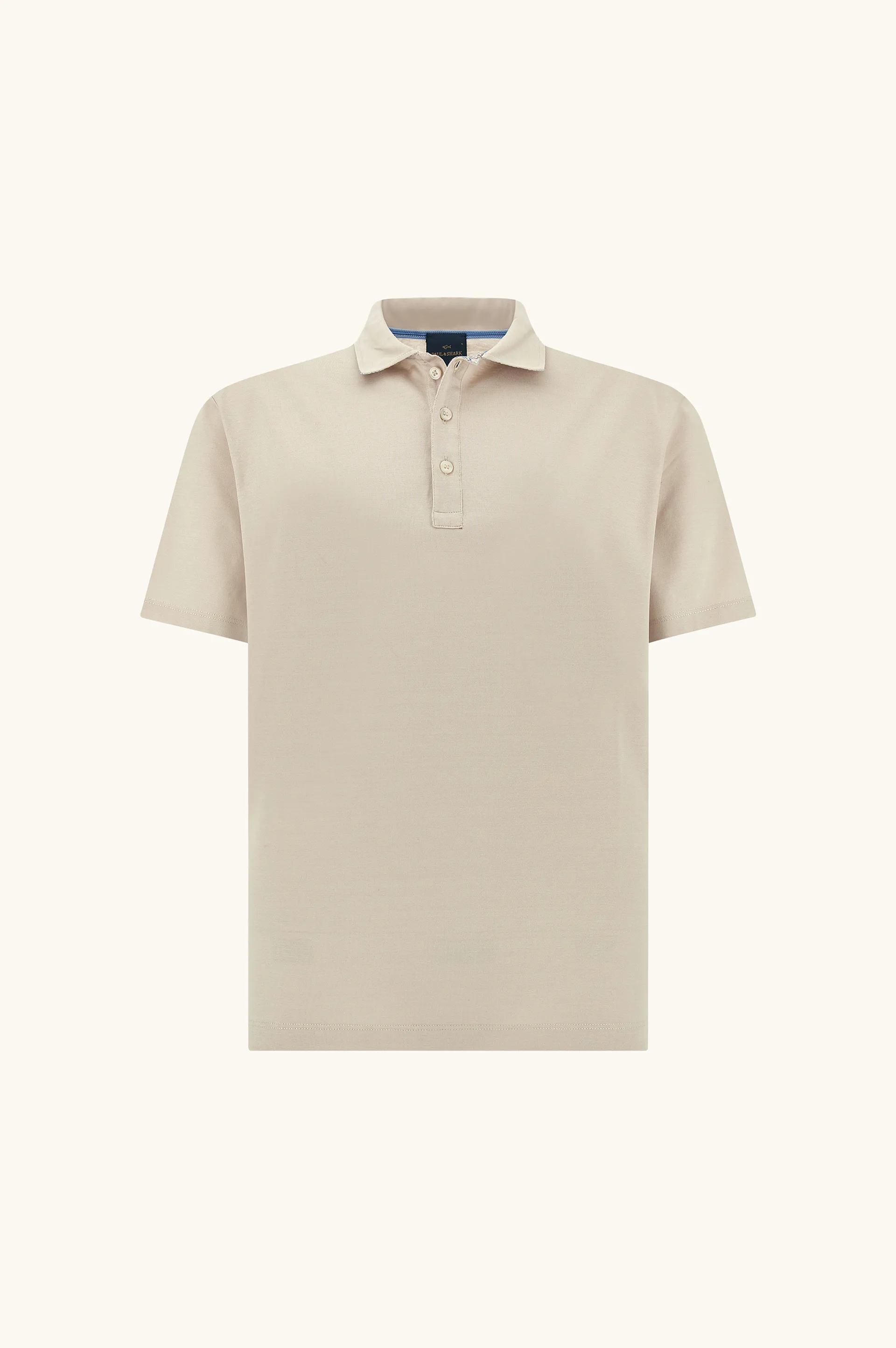 Polo shirt in cotton jersey with linen details, Man, Beige, Size: L sold by Paul & Shark
