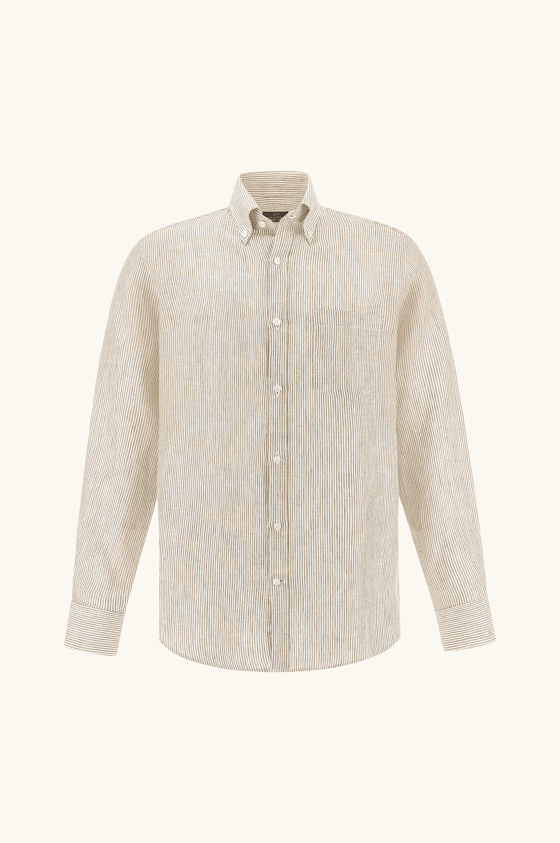 Soffio linen shirt with striped pattern, Man, Rows White Beige, Size: 041 sold by Paul & Shark