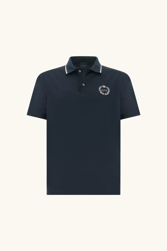 Polo shirt in Aqua Touch cotton with heraldic embroidery, Man, Blue, Size: 6XL made by Paul & Shark