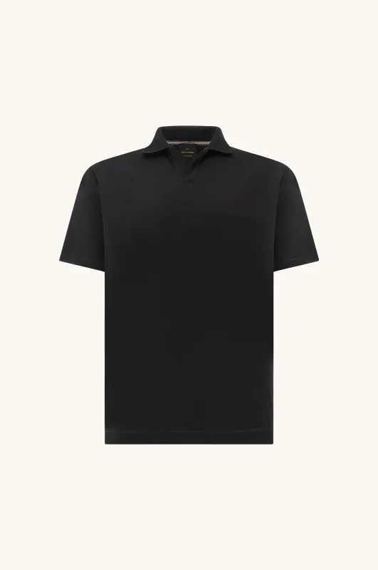 Open‑collar polo shirt in Aqua Touch cotton, Man, Black, Size: L sold by Paul & Shark
