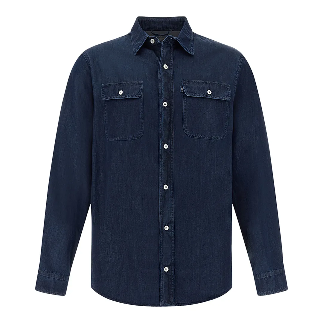 X‑Soft overshirt in Giza cotton denim, Man, Dark Blue Jeans, Size: 5XL sold by Paul & Shark