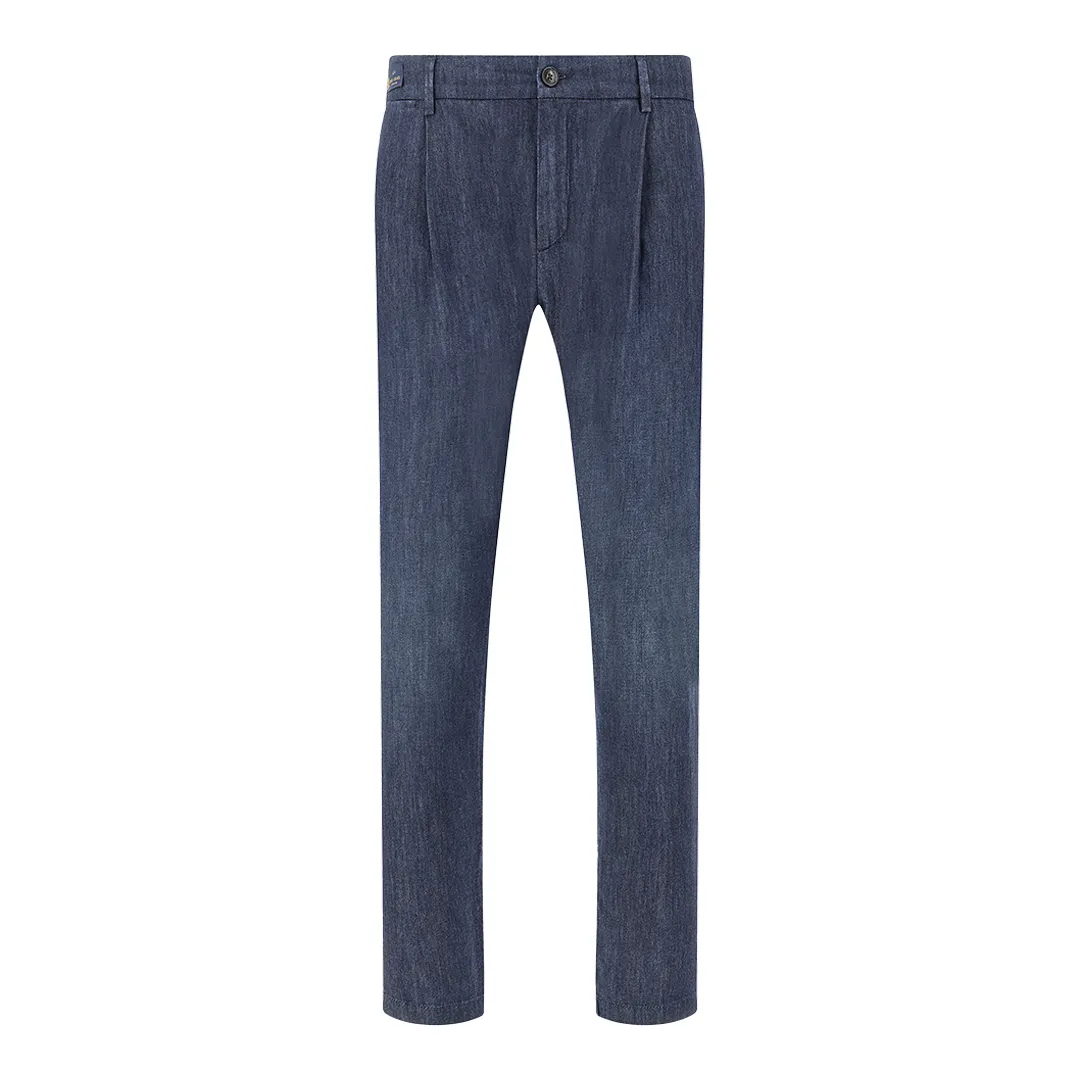 Chinohose aus Seiden‑ und Baumwoll‑Denim, Man, Dark Blue Jeans, Size: 54 sold by Paul & Shark