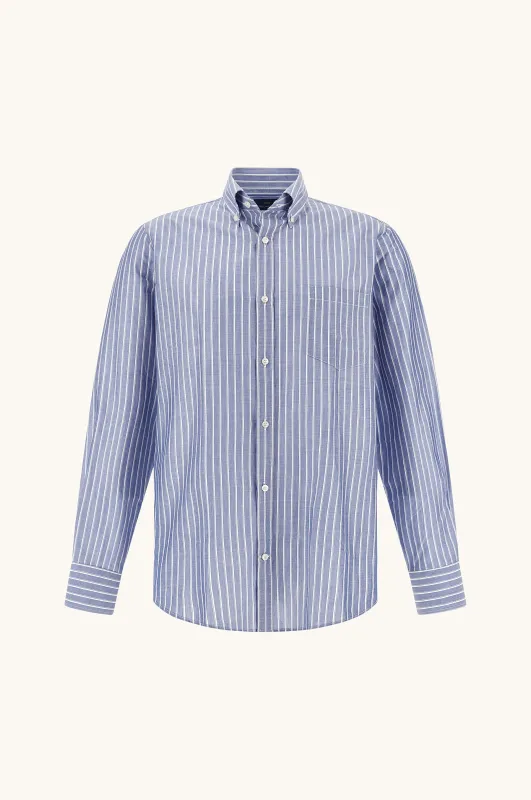 Summer Breeze cotton shirt with striped pattern, Man, Rows Blue White, Size: 042 made by Paul & Shark
