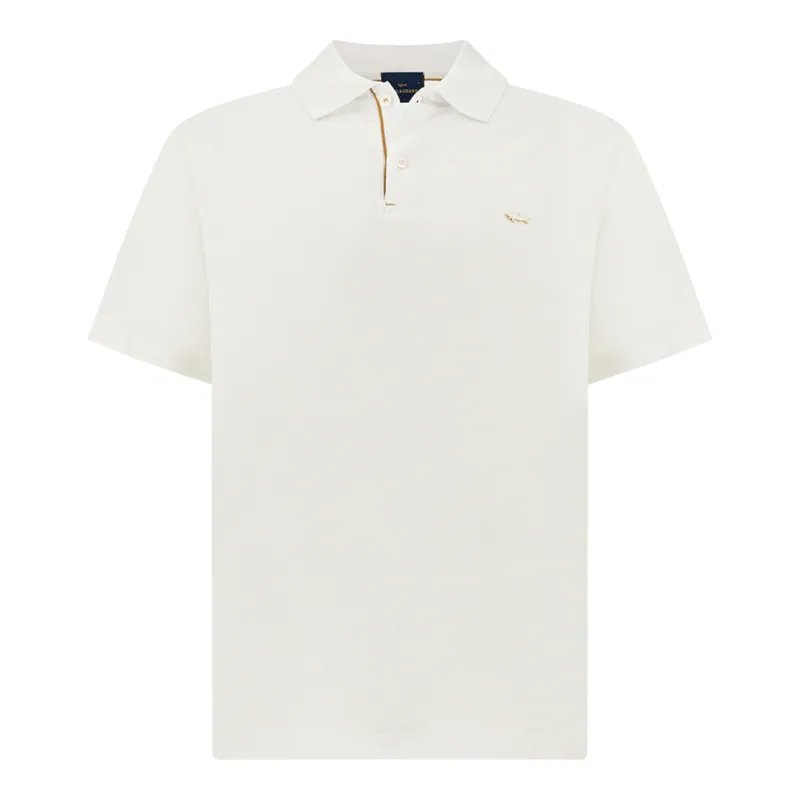 Polo in double mercerised cotton jersey, Man, Bright White-rich Gold, Size: 3XL made by Paul & Shark