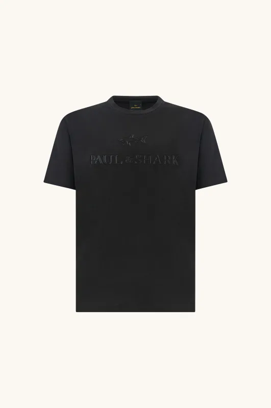 Lightweight cotton jersey T-Shirt with print, Man, Black, Size: XXL made by Paul & Shark