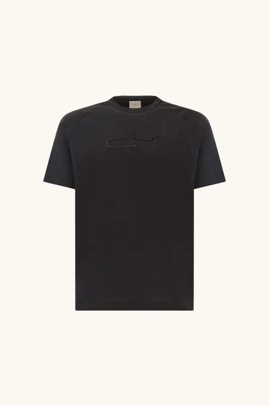 Cotton jersey T-Shirt with embroideries, Man, Black, Size: 4XL made by Paul & Shark