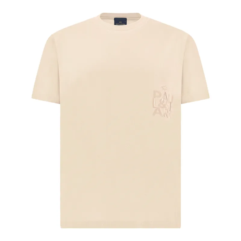 Cotton jersey T-Shirt with embroidery, Man, Beige, Size: XL made by Paul & Shark