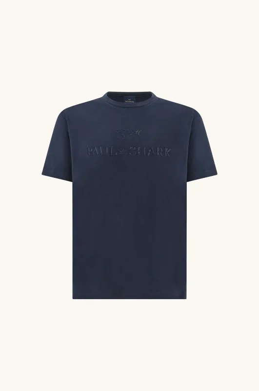 Lightweight cotton jersey T-Shirt with print, Man, Blue, Size: L made by Paul & Shark