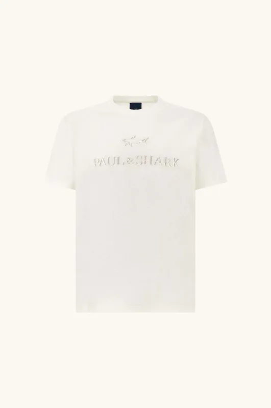 Lightweight cotton jersey T-Shirt with print, Man, Blanc De Blanc, Size: S made by Paul & Shark