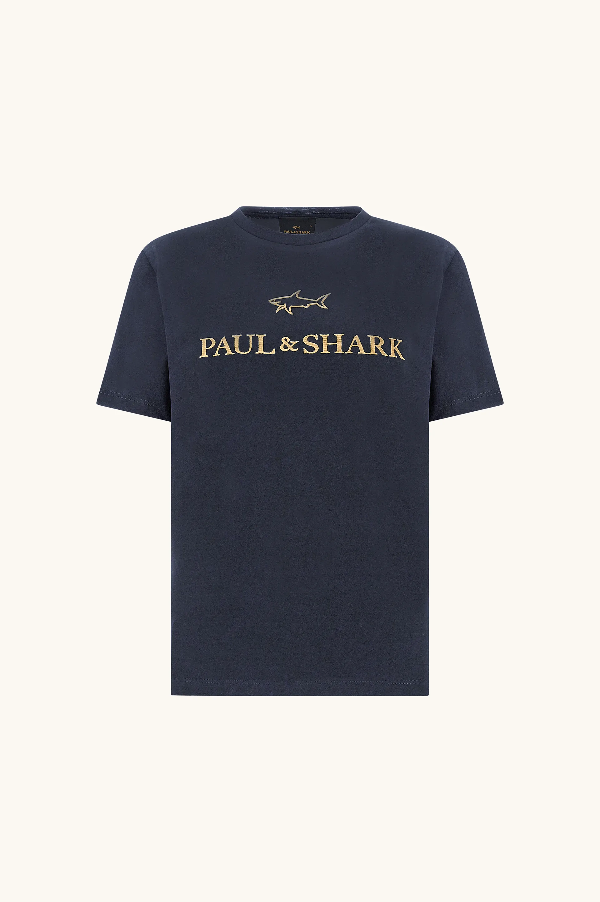 Double mercerised cotton jersey T-Shirt with embroidered logo, Man, Dress Blues-rich Gold, Size: XL sold by Paul & Shark