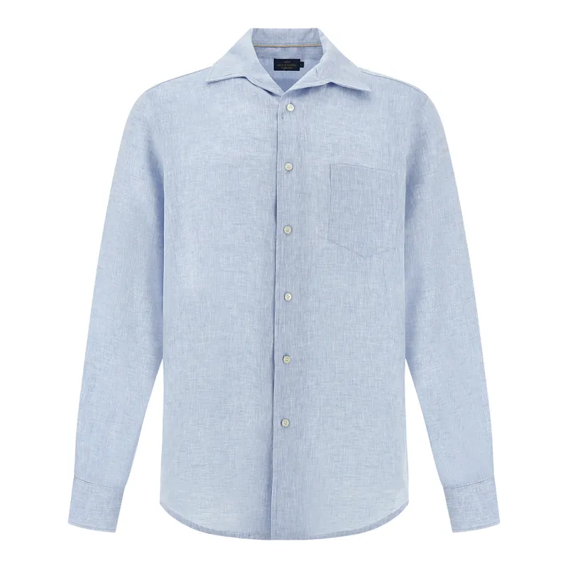 Soffio linen shirt, Man, Light Blue, Size: XL sold by Paul & Shark