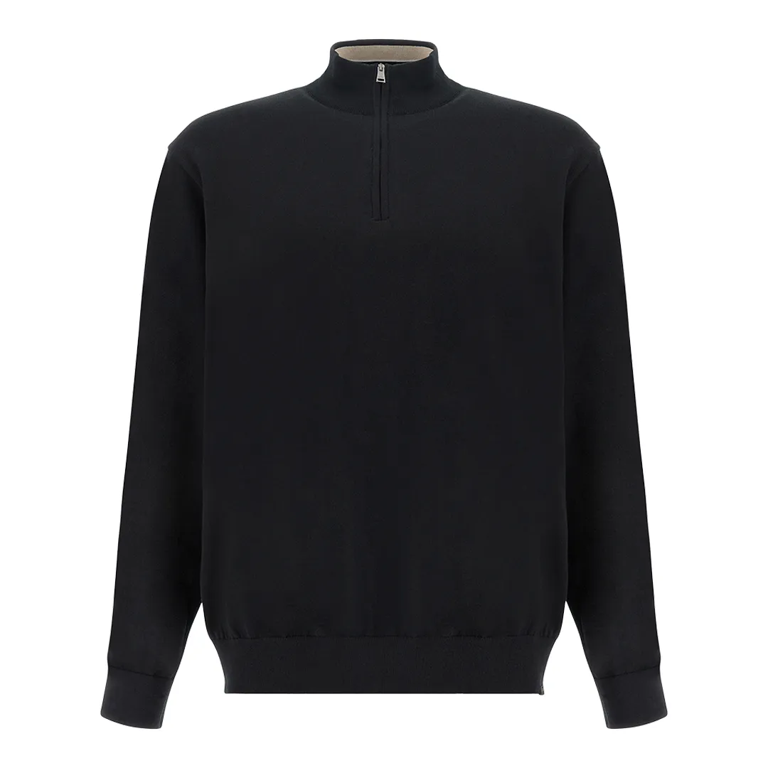 Piuma cotton half-zip sweater, Man, Black, Size: L sold by Paul & Shark