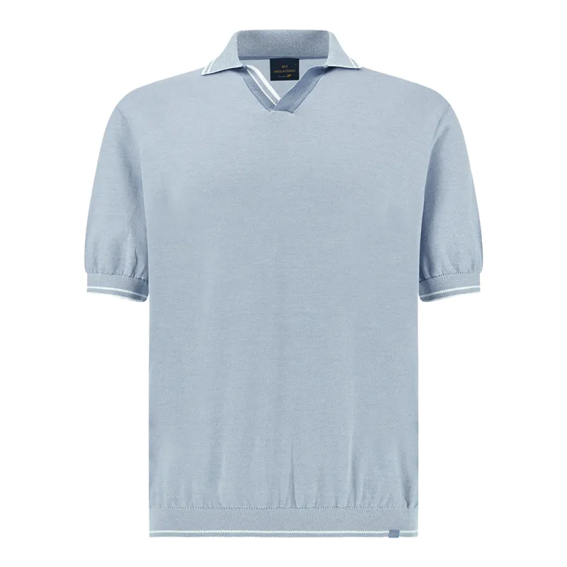 Polo shirt with open collar in Piuma cotton, Man, Whisper White/allure, Size: 4XL made by Paul & Shark