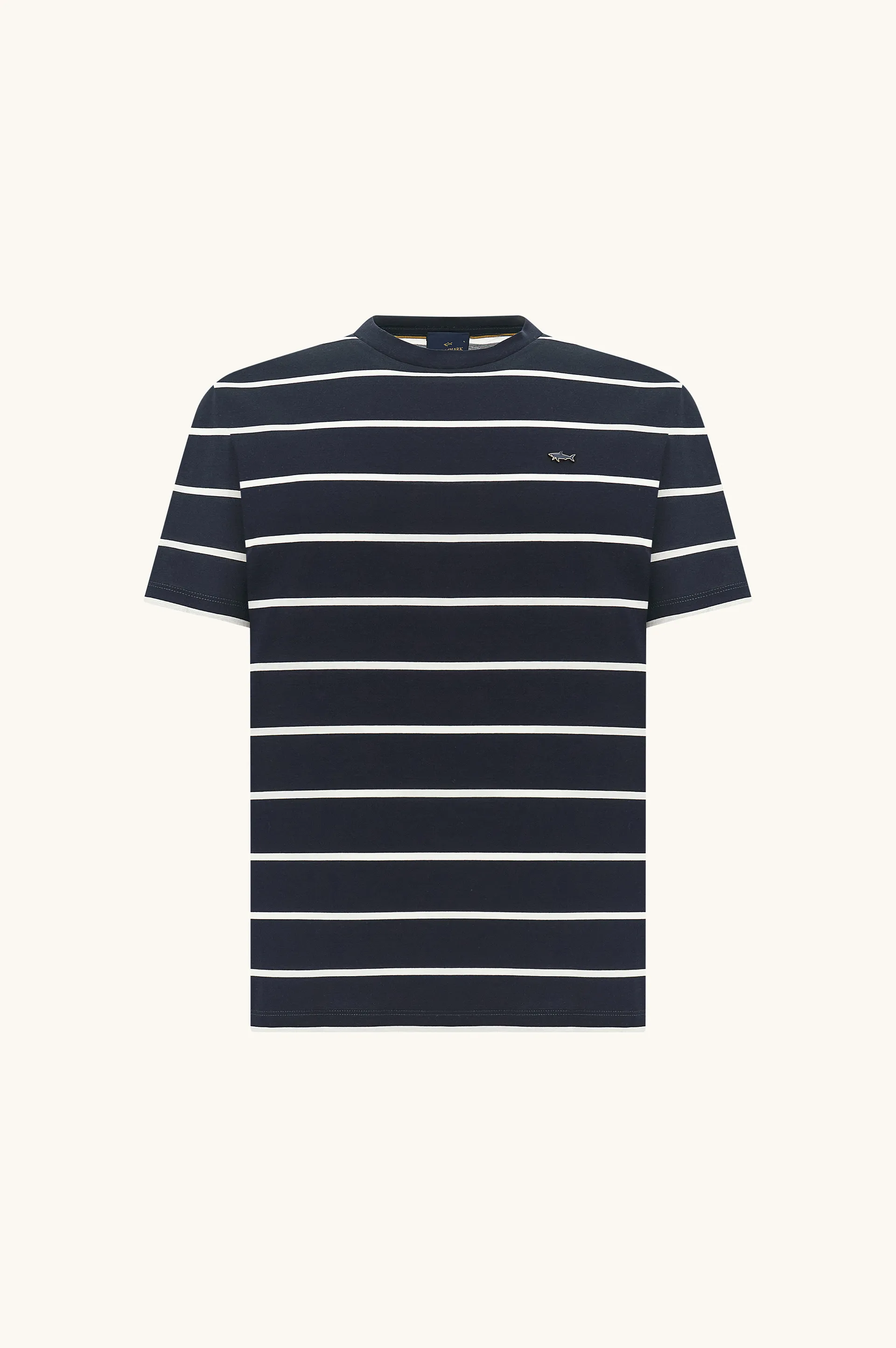 Perlé cotton t-shirt with striped pattern, Man, Astral Aura-bright White, Size: 4XL sold by Paul & Shark