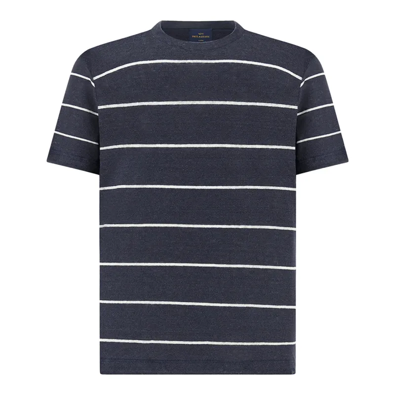Pure linen jersey T-Shirt, Man, Dress Blues-cloud Dancer, Size: M made by Paul & Shark