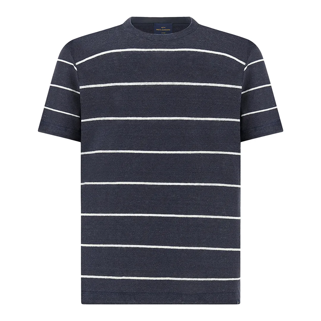 Pure linen jersey T-Shirt, Man, Dress Blues-cloud Dancer, Size: M sold by Paul & Shark