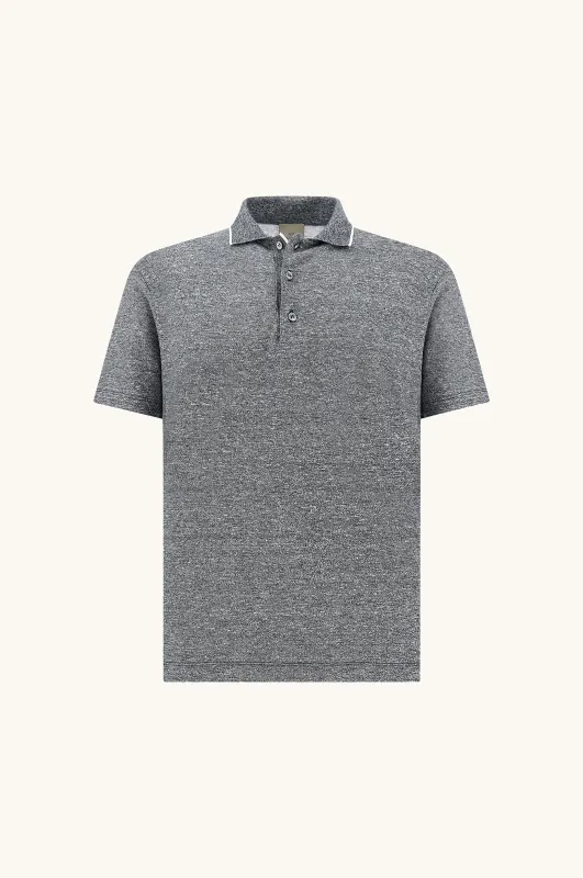 Polo in linen and cotton, Man, Bright White-dress Blues, Size: L made by Paul & Shark