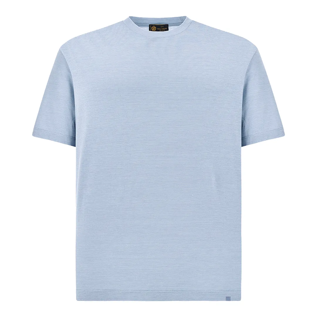 Silk and cotton T-Shirt with micro stripe pattern, Man, Bright White-cashmere Blue, Size: L sold by Paul & Shark