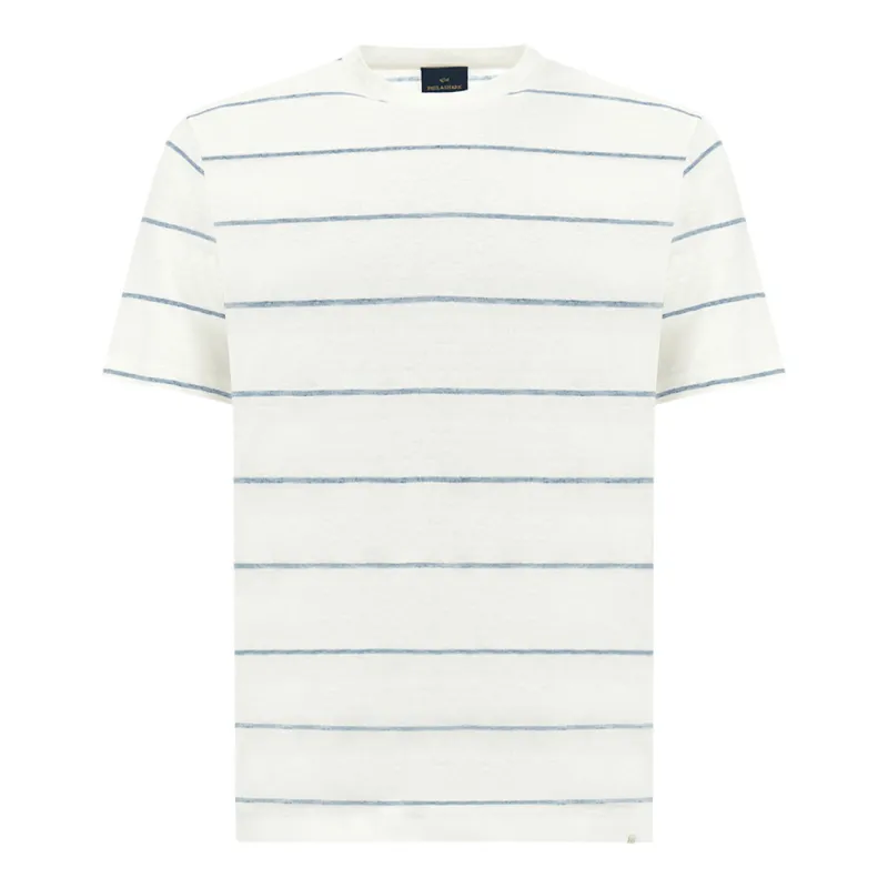Pure linen jersey T-Shirt, Man, Cloud Dancer-allure, Size: M made by Paul & Shark