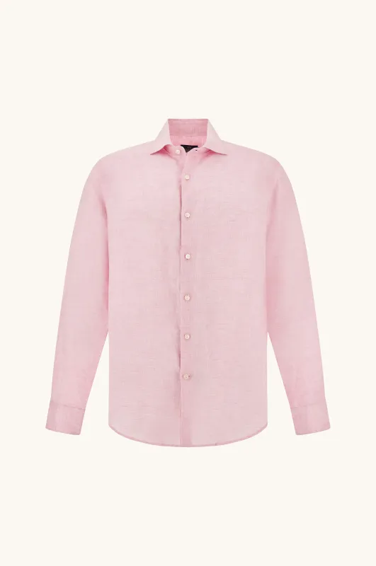 Soffio linen shirt, Man, Light Pink, Size: 043 sold by Paul & Shark