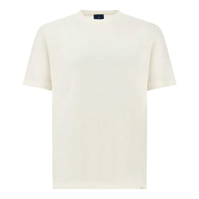 Pure linen jersey T-shirt, Man, Cloud Dancer, Size: S made by Paul & Shark