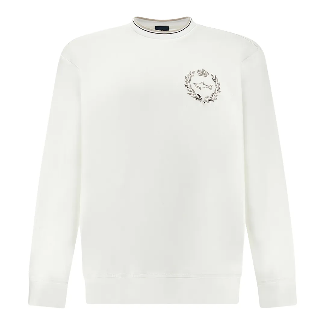 X‑Soft sweatshirt in cotton with heraldic embroidery, Man, Blanc De Blanc, Size: XL sold by Paul & Shark