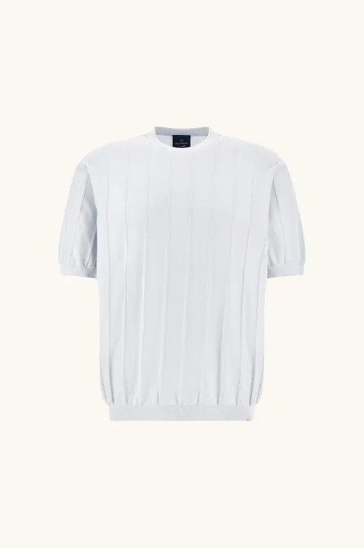 Crew‑neck sweater in Piuma cotton with linen details, Man, Skyride, Size: L made by Paul & Shark