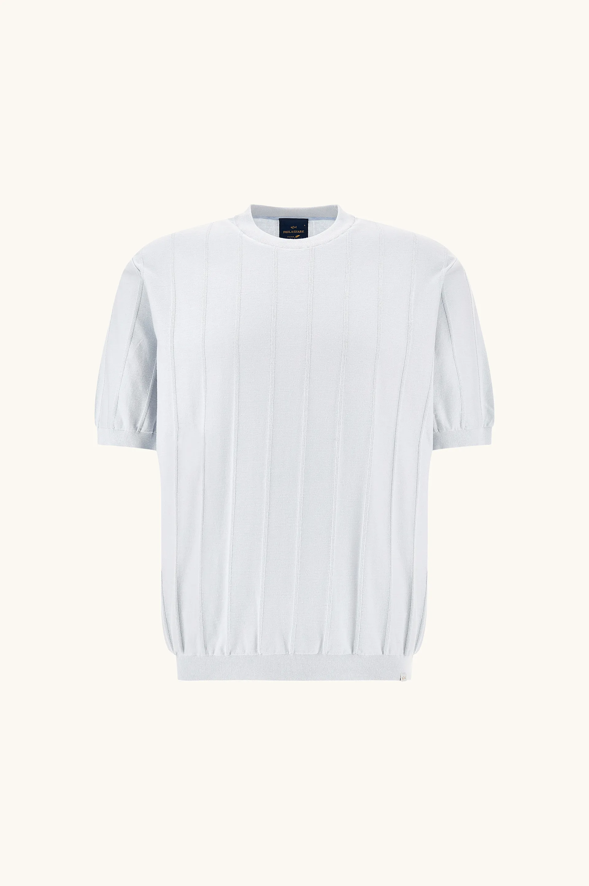 Crew‑neck sweater in Piuma cotton with linen details, Man, Skyride, Size: L sold by Paul & Shark