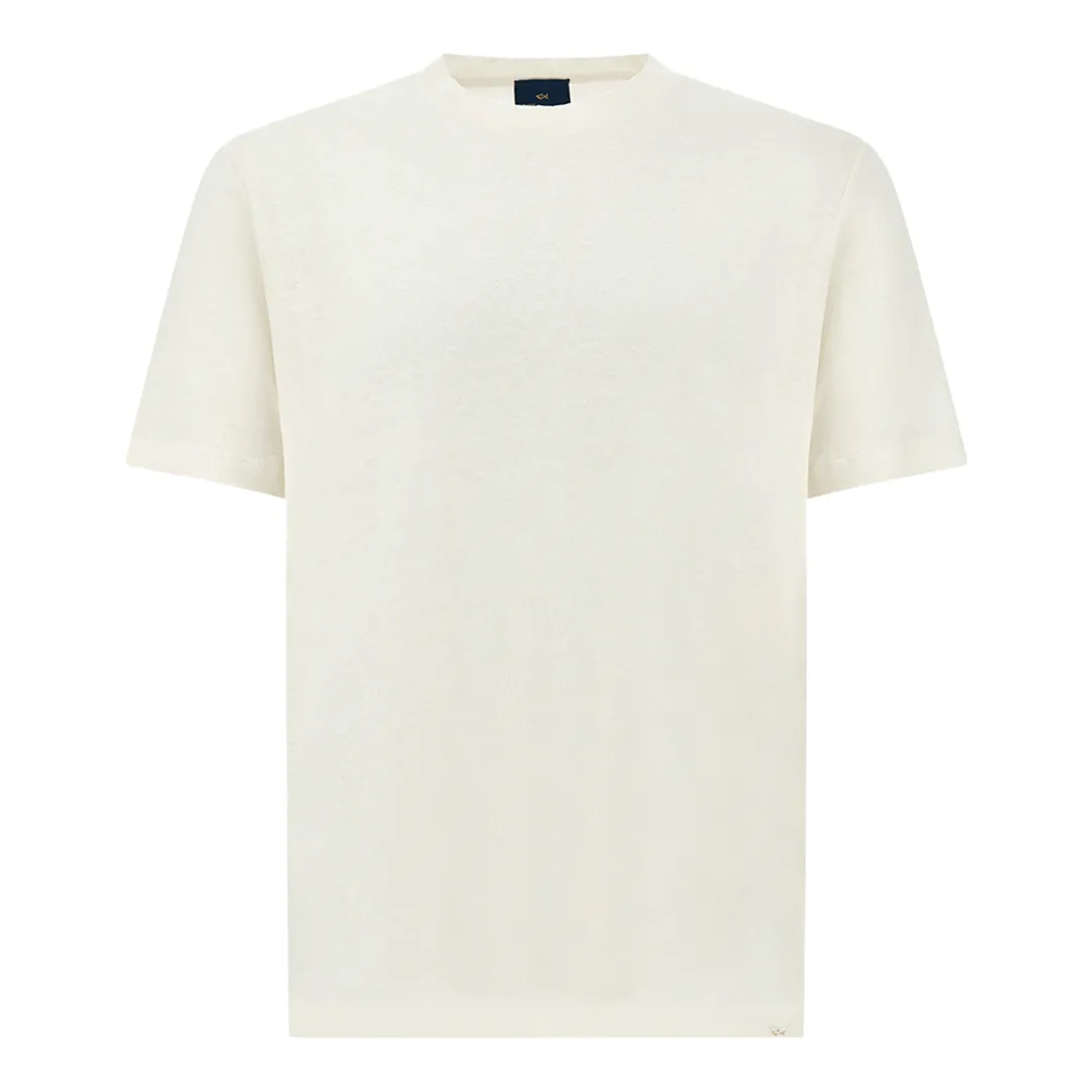 Pure linen jersey T-Shirt, Man, Cloud Dancer, Size: L sold by Paul & Shark