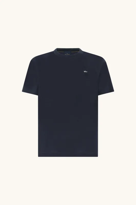 Double mercerised cotton jersey T-Shirt, Man, Blue Nights-gold, Size: 3XL made by Paul & Shark