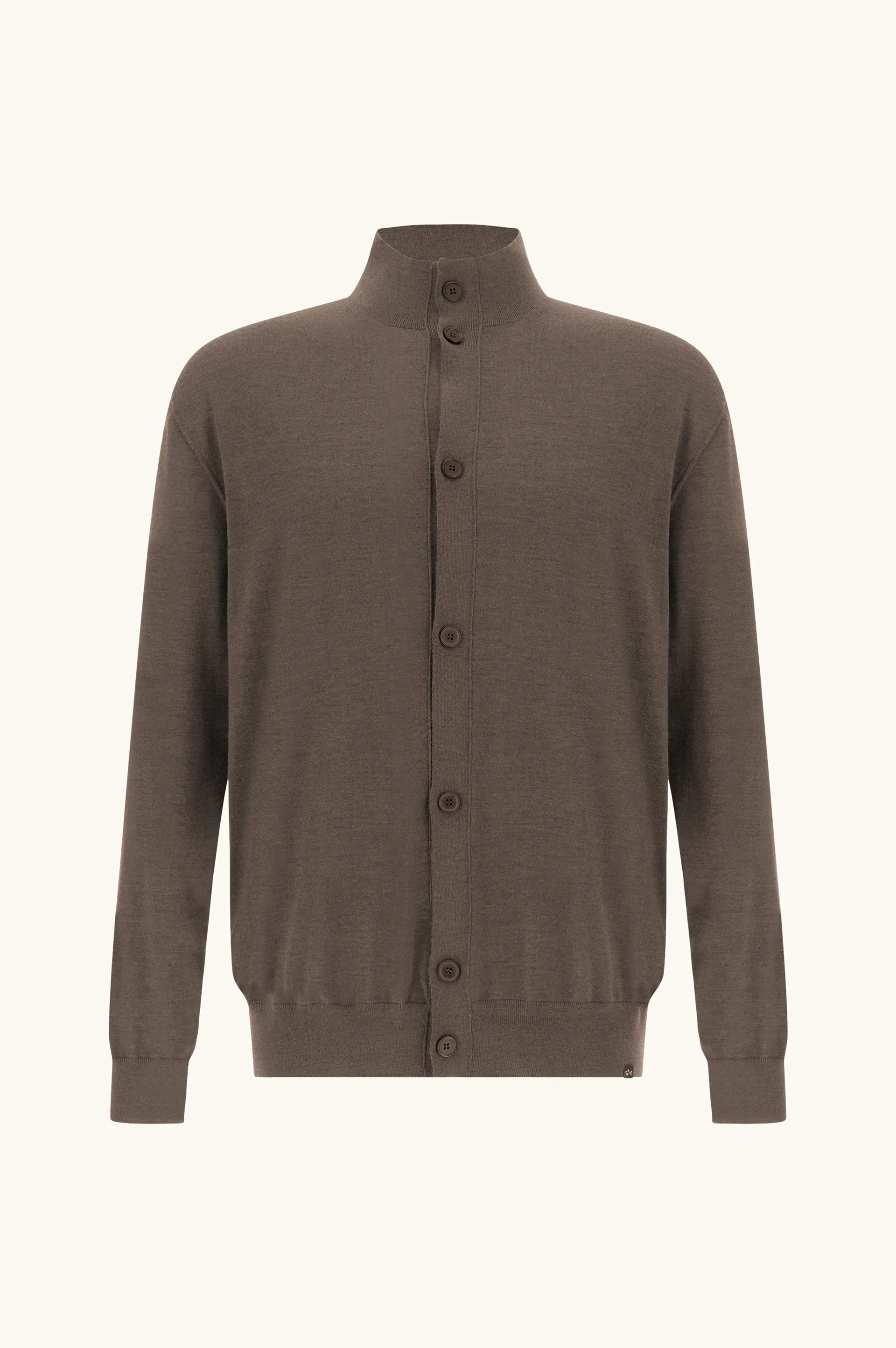 Cardigan in 140'S superfine merino wool, Man, Coffee Quartz, Size: XL sold by Paul & Shark