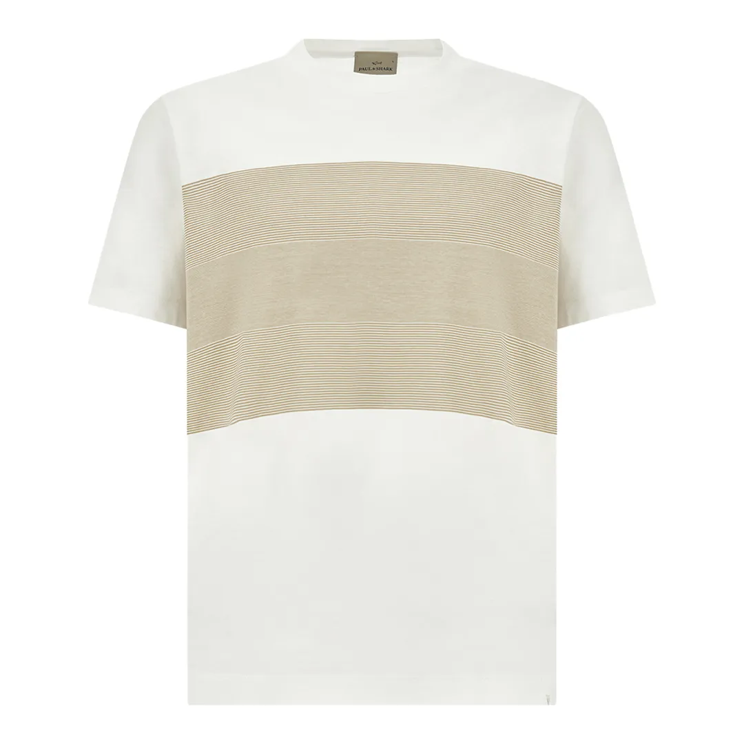 Bi-color double mercerised cotton jersey T-shirt, Man, Bright White - Nomad, Size: S sold by Paul & Shark