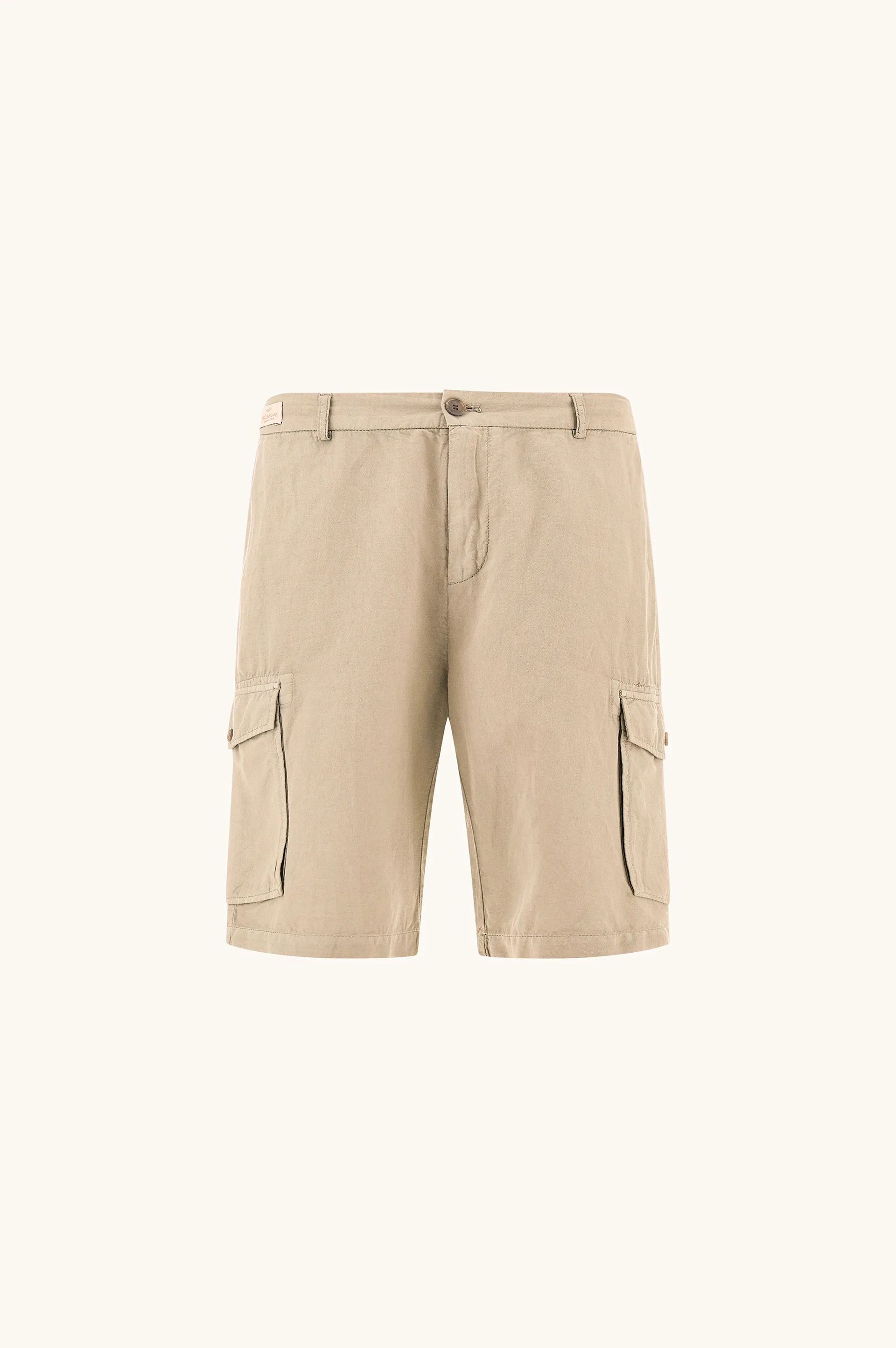 Garment‑dyed linen and cotton cargo bermuda shorts, Man, Almond, Size: 60 sold by Paul & Shark